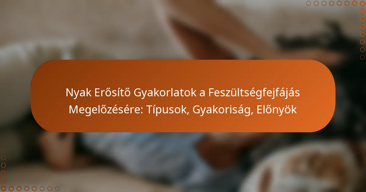 Nyak Erősítő Gyakorlatok a Feszültségfejfájás Megelőzésére: Típusok, Gyakoriság, Előnyök
