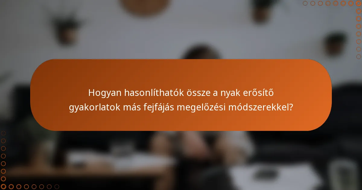Hogyan hasonlíthatók össze a nyak erősítő gyakorlatok más fejfájás megelőzési módszerekkel?