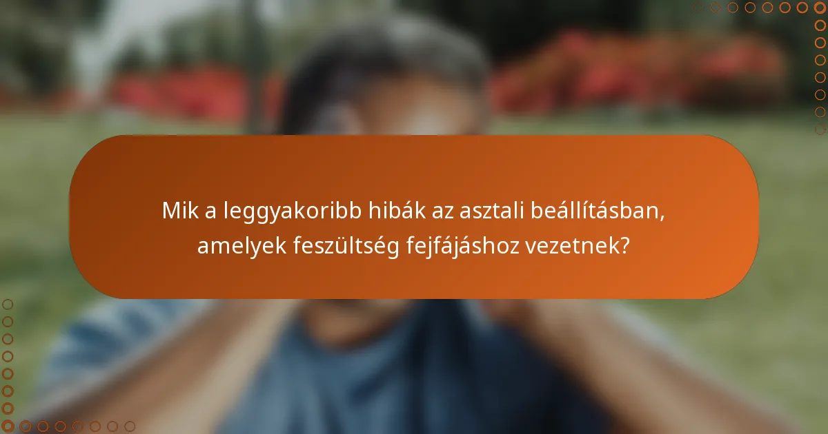 Mik a leggyakoribb hibák az asztali beállításban, amelyek feszültség fejfájáshoz vezetnek?